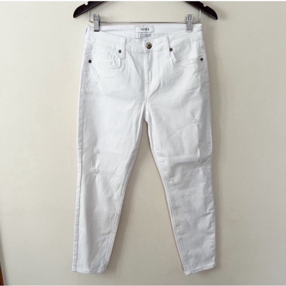 Pistola Jennifer Oslo White High Waisted Jeans P6822FTN Size 27 Distressed - Picture 1 of 8